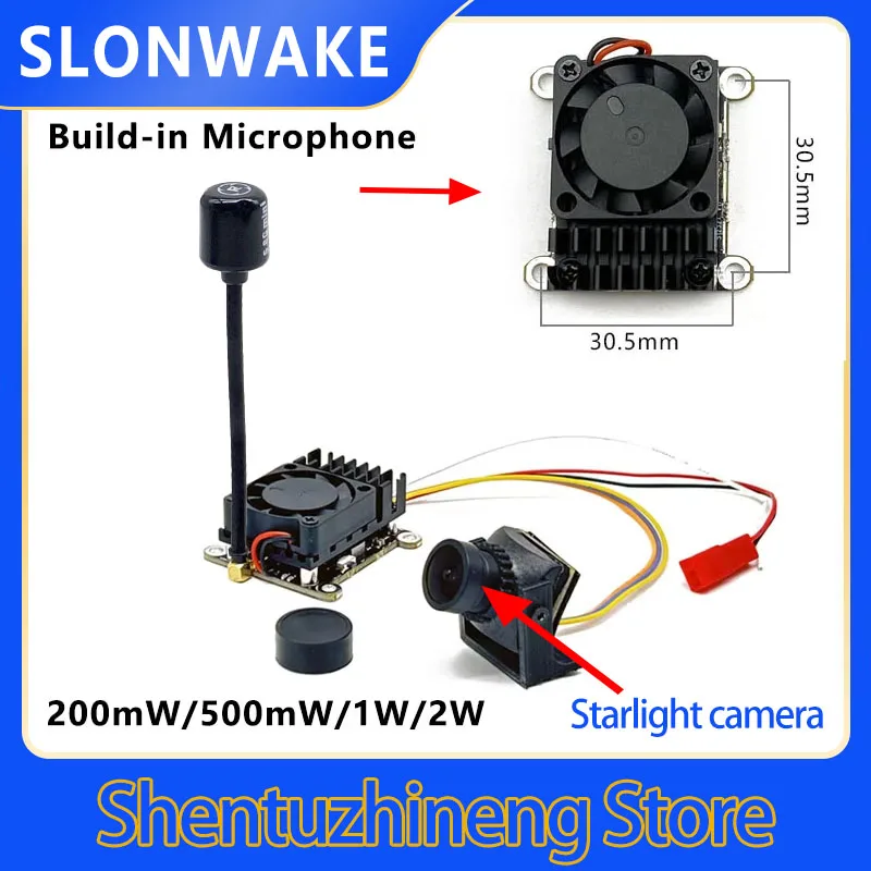 New 5.8Ghz 2W FPV VTX Wireless Transmitter and 1/4"straight 1200TVL fpv camera use For FPV Long Range Fixed Wing Drone
