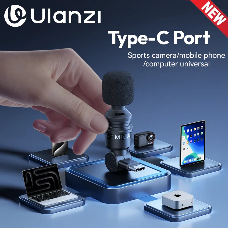 Ulanzi AM23 Microphone Portable Audio Video Recording Mini Mic for iPhone Android Live Broadcast Gaming Phone Gopro DJI Laptop
